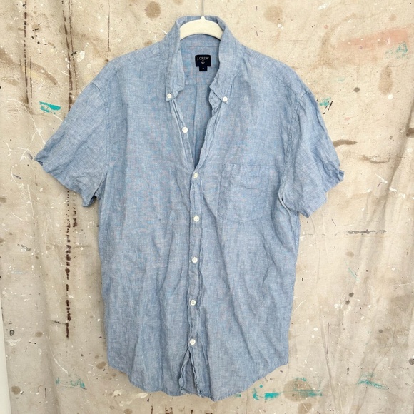 J Crew Short-Sleeve 100% Linen Shirt - Picture 1 of 4